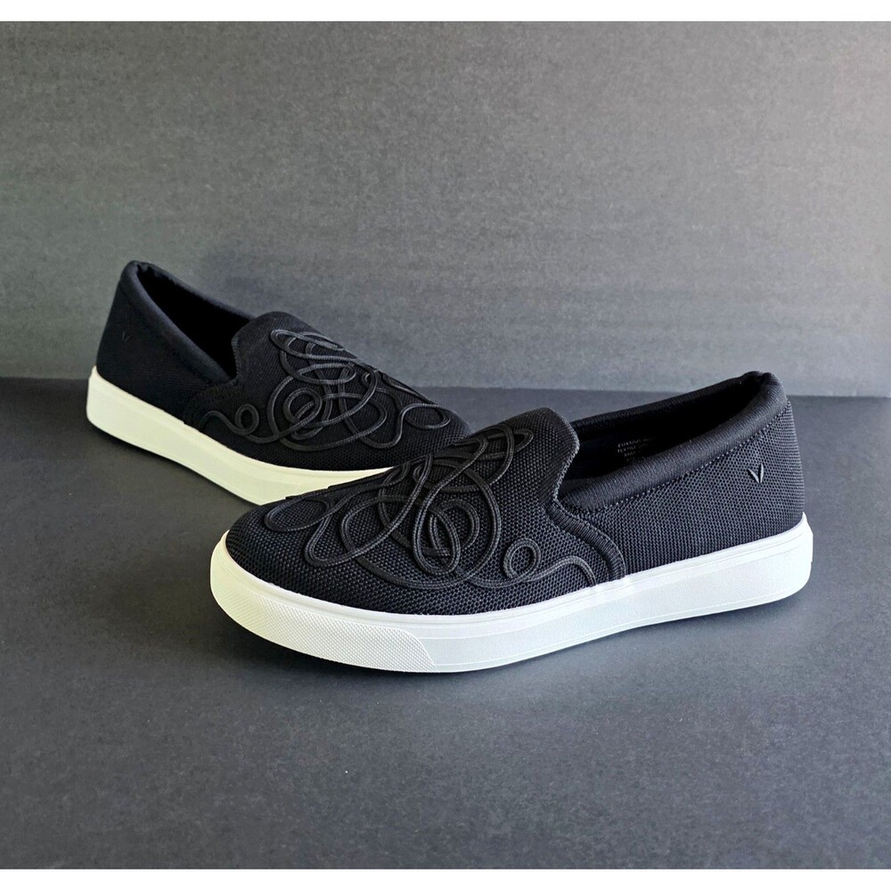 VIVAIA Black V-Tune Classic Slip On Sneakers Knit Embroidered Women's 44 12